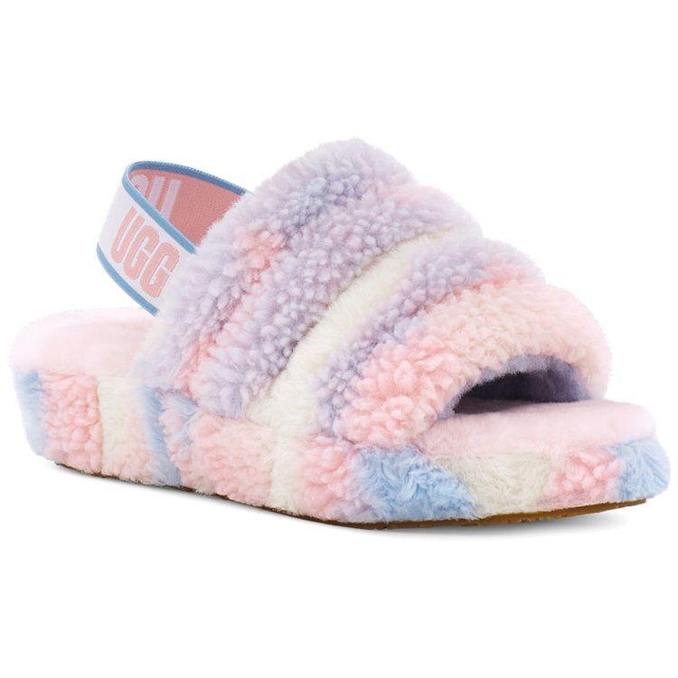 UGG Fluff Yeah Slide Cali Collage Fashion Comfortable Slide Sandals Women Sandals Rainbow 1120070-PSTR