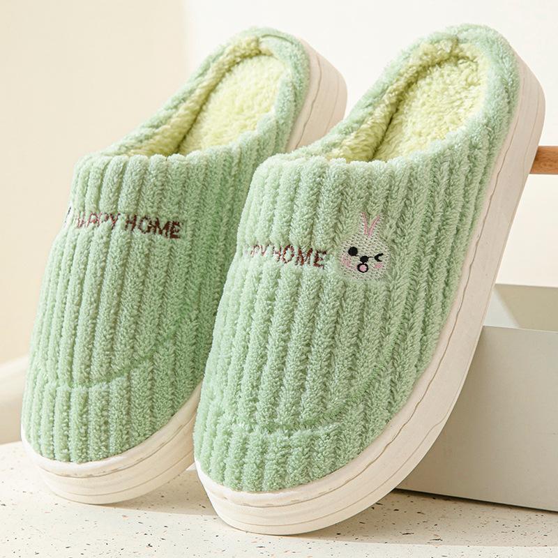 Cotton slippers women autumn and winter couple indoor home non-slip thick bottom plush warm men winter