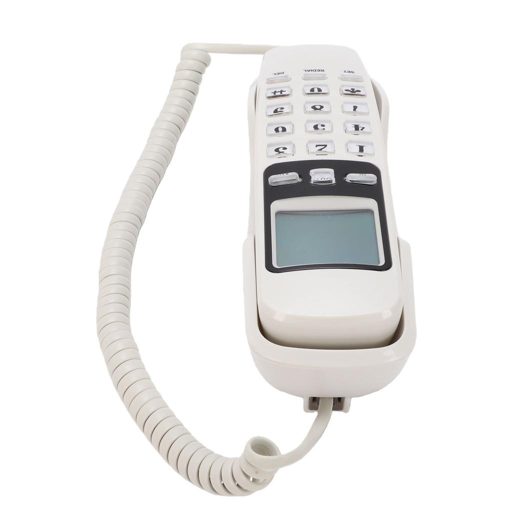 Wall Mountable Basic Corded Telephone Slimline Retro Wall Mounted Landline Telephone with DTMF Support for FSK CID Mini