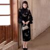 Womens Winter Velvet Qipao Dress With Wide Sleeves Retro Chinese Style Long Sleeve Coat Cold Weather