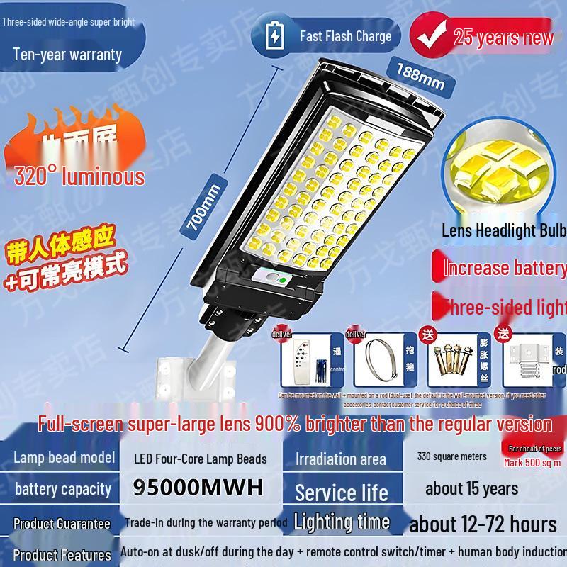 Solar-Powered Outdoor Courtyard Light: Super Bright, Waterproof, Motion Sensor