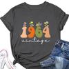 Casual Loose short sleeve Tshirt 1964 vintage printed Summer Ladies O neck fashion top