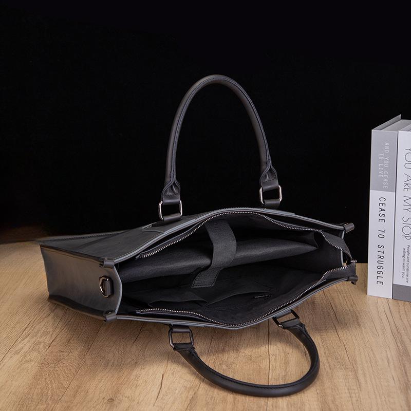 Business Commuter Men's Handbag Shoulder Messenger Bag 14-inch Computer Bag Sewing Wear-resistant Briefcase