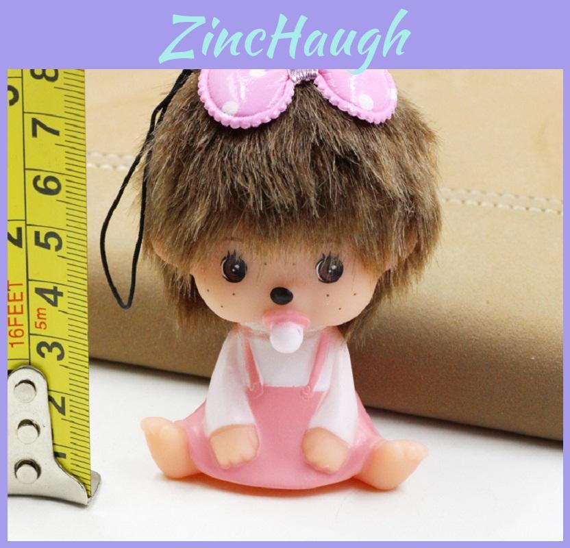 Monchichi Doll Keychain Car Key Wallet Ring Women Bag Purse Pendant Accessories Pink Pvc