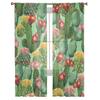 Cactus Plant Flower Watercolor Painting Tulle Curtains For Bedroom Modern Voile Curtains Home Decoration Window Curtains