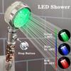 Soffione Doccia LED Anionico Pioggia SPA Controllo Temperatura Soffione Doccia Pressurizzato Risparmio Idrico 3/7 Colori Portatile Bagno Doccia