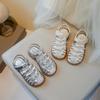 Girls Beach Shoes Simple Sweet Bows Kids Sandals Shiny Sequins 2025 Summer New Children Princess Shoes Ins Trendy Elegant Soft