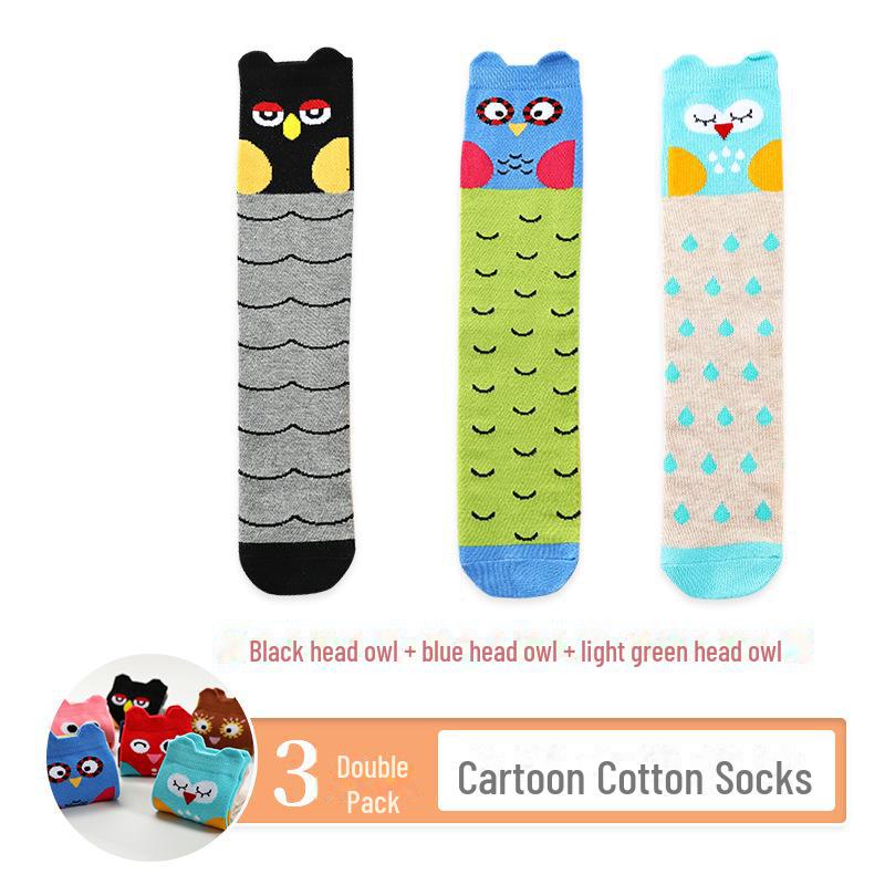 Kids' Cute Cartoon Knee-High Socks for Spring & Autumn - Mid-Tube, Long Pile Socks for Girls & Babies