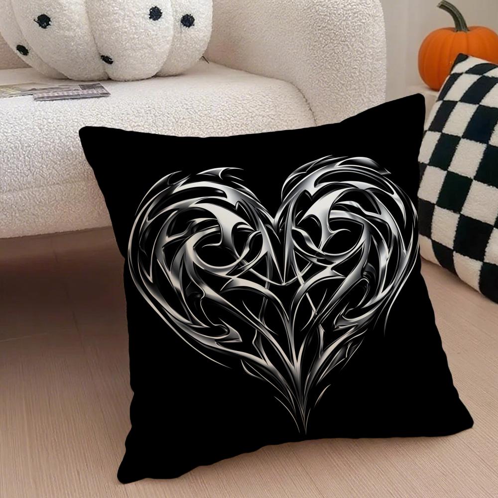Heart Shape Cushion Cover Throw Pillow Cover Hidden Button Durable Polyester Chair Cushion