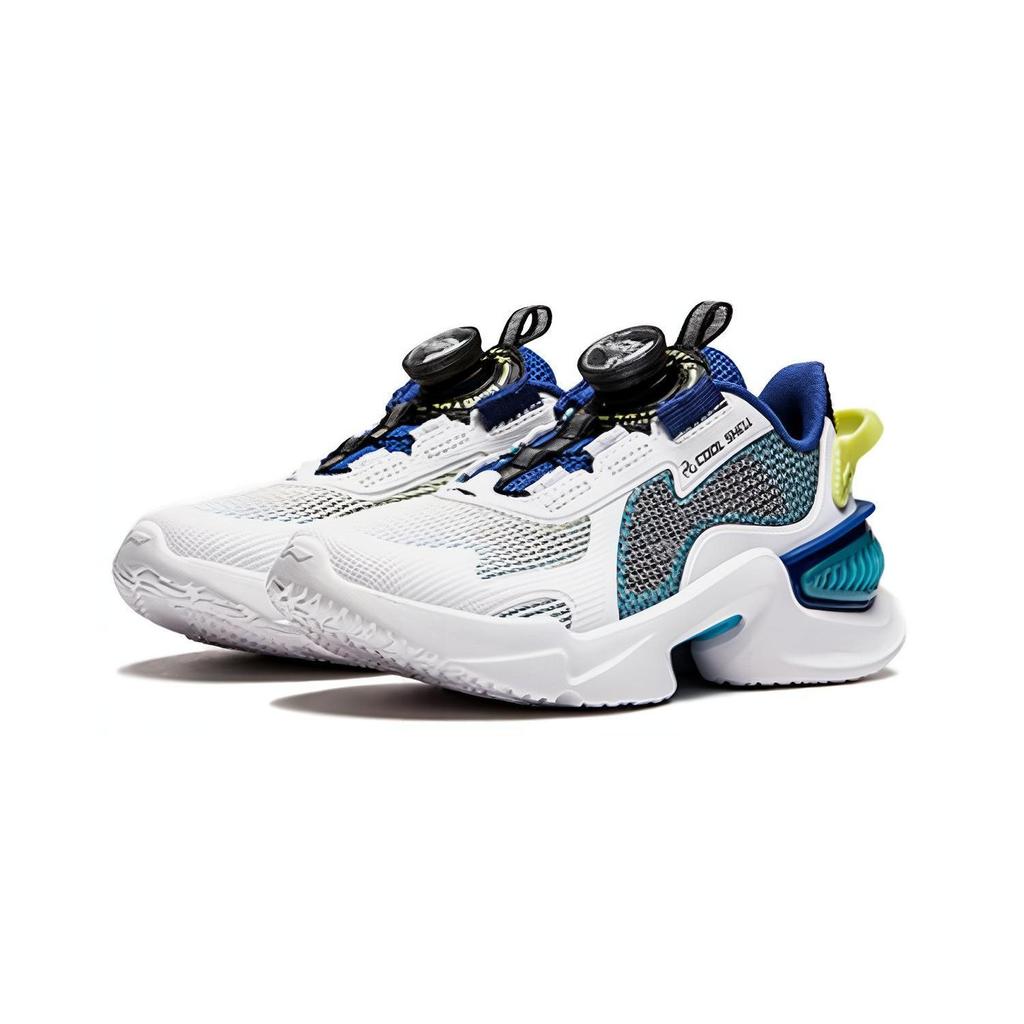 Li-Ning Cloud Low Top Kids Running Shoes Kids Sneakers White Green YKAU026-7