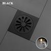 Matně černý mosazný sprchový žlab Koupelnová podlahová vpusť Vložka pro dlaždice Čtvercové protizápachové odpadní mřížky 100MM Bronzová rohová podlahová vpusť
