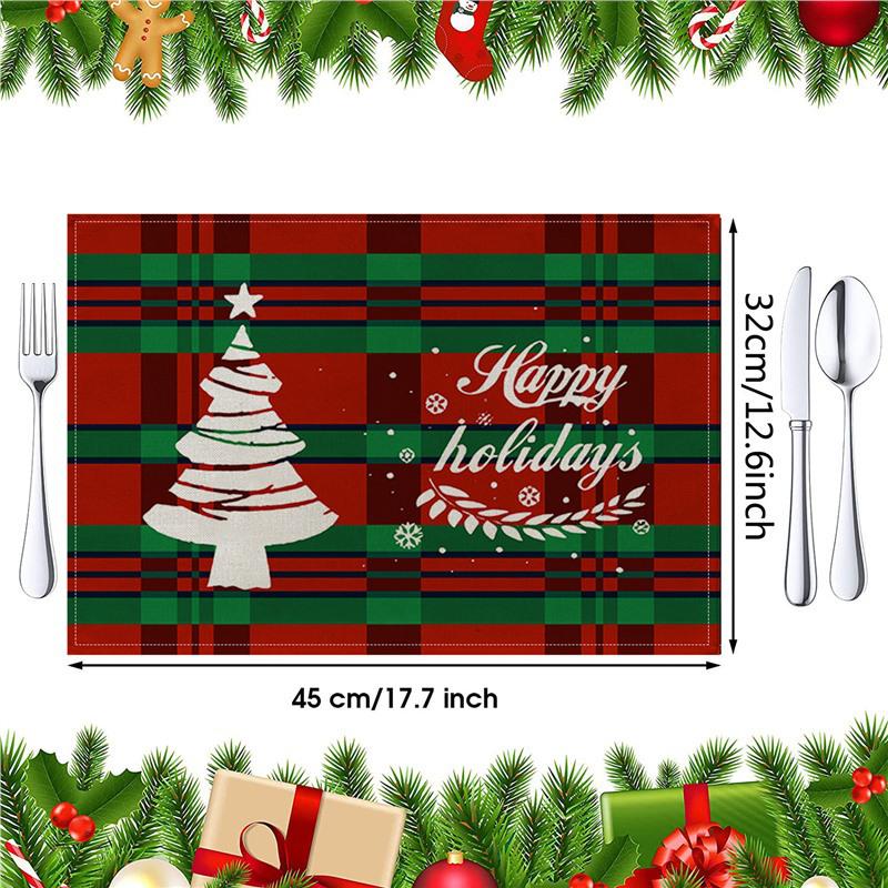 Christmas Cotton Linen Placemats - Heat Insulation Mats for Dining Table
