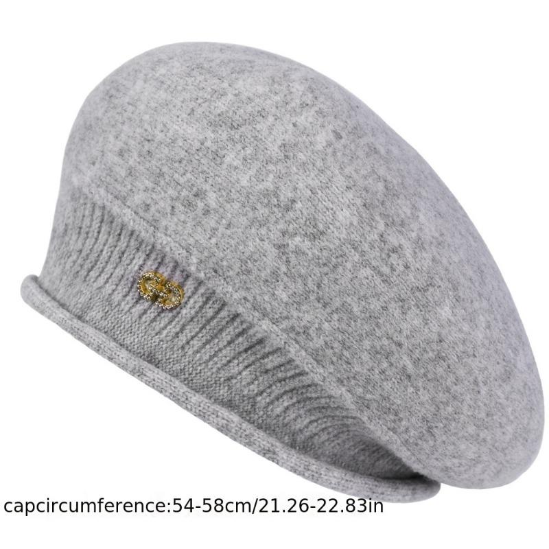 Autumn Winter Simple Premium Feel Sweet Cool Versatile British Painter Elegant Cute Style Beret Warm Windproof Solid Color Mushroom Pile Hat Cute Cap