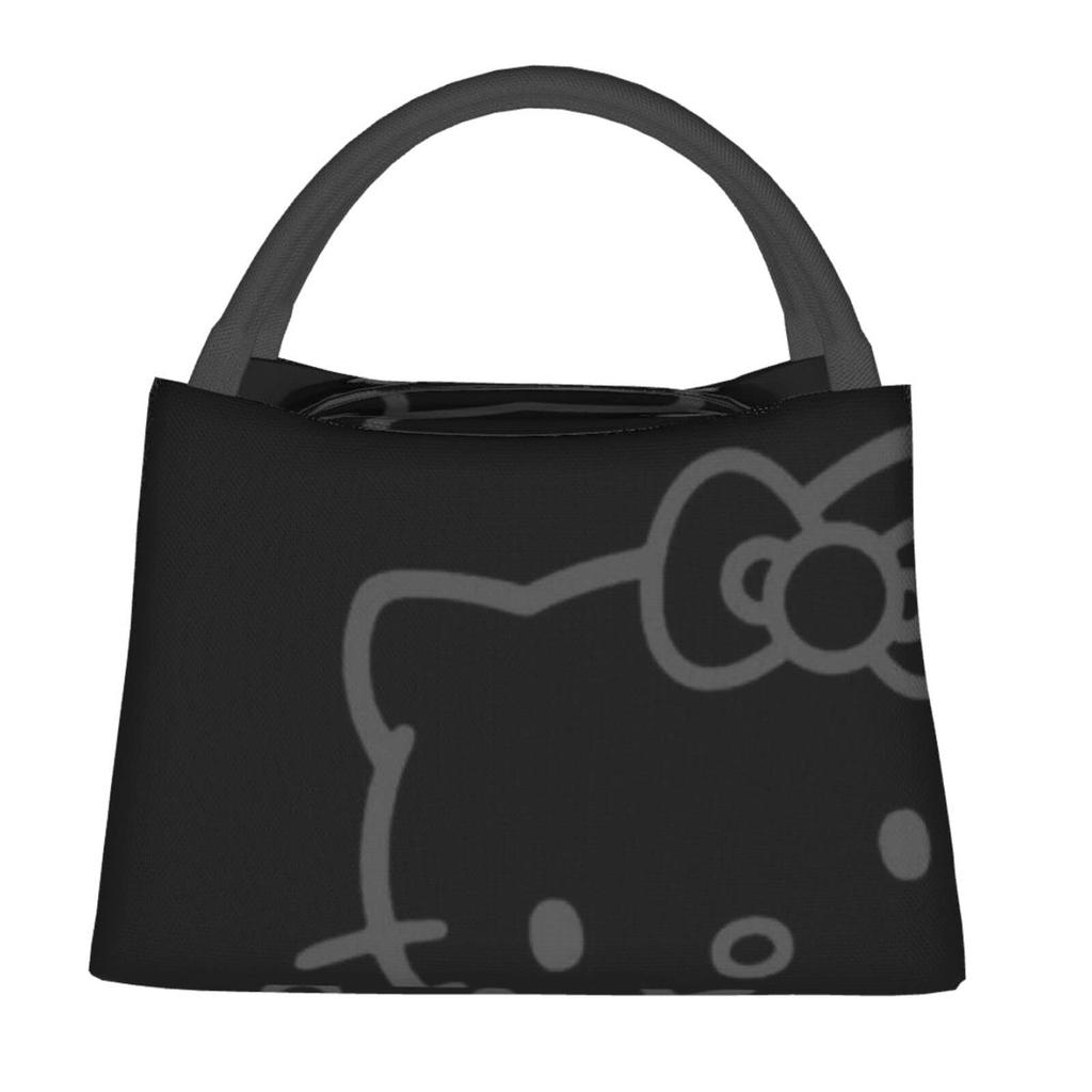 Hello Kitty Insulated Lunch Bag with Bento Cooler Bag with Soft Cooler Bag Clasp, Black, Box, Insulated, Zipper, Compact, Bag, Tote/Eco