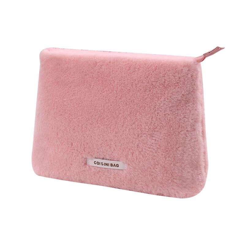 Cute Faux Rabbit Fur Plush Handheld Cosmetic Bag 1