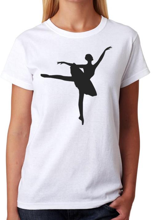 Female Ballet Dancer T-Shirt Ladies Fitted Tee Womens Dancing Dance Fashion Top