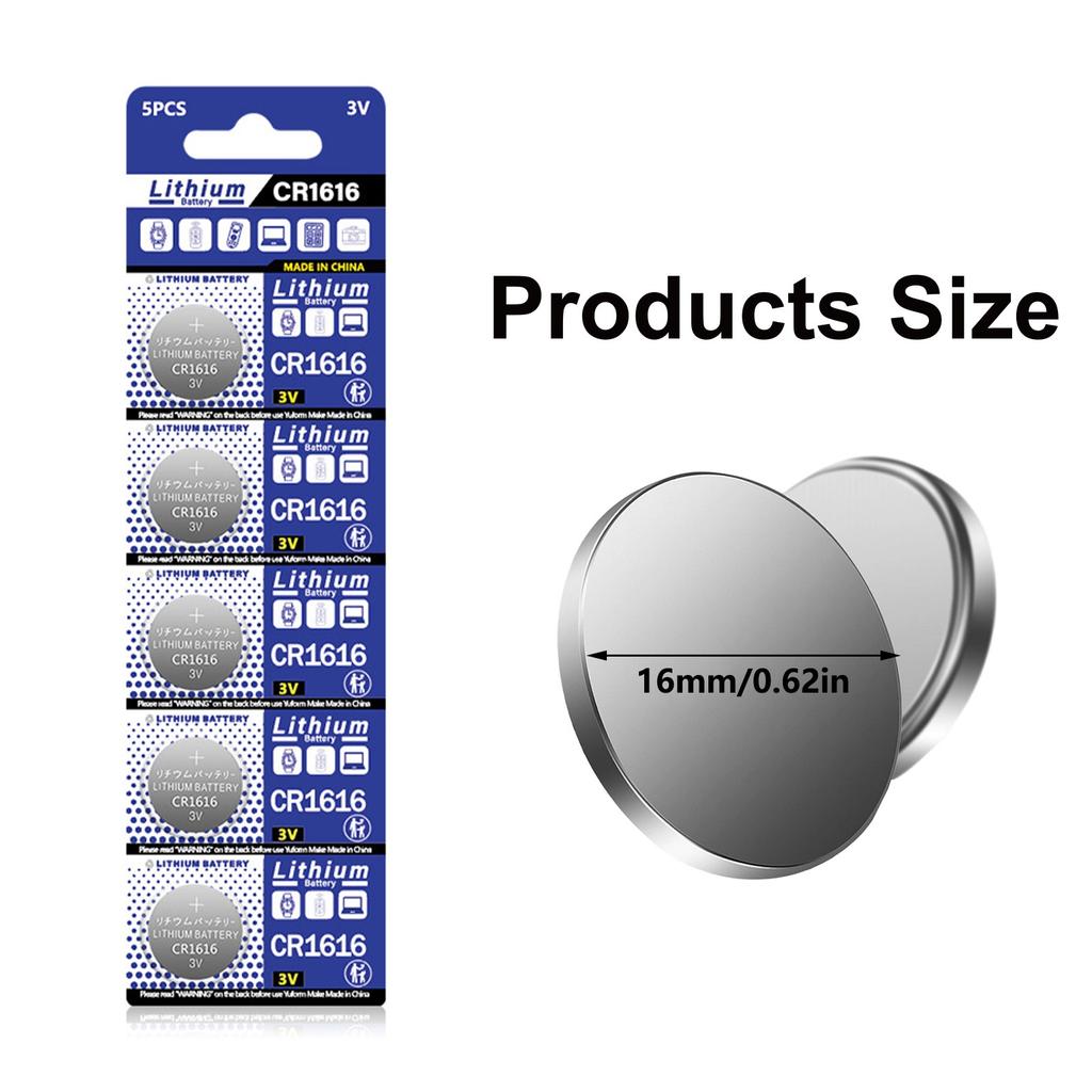 5pcs CR1616 Button Cell Batteries 3V DL1616/ECR1616 Coin Cell Battery for Watch Remote Controls Calculators and More