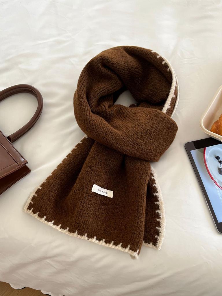 Manufacturer wholesale high-grade wool-containing small fragrant knitted scarf women's winter quality warm versatile couple scarf