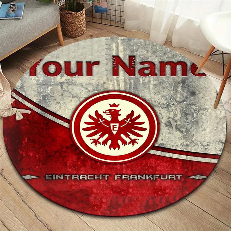 Eintracht Frankfurt Custom Name Round Area Rug,Carpet Rug for Living Room Bedroom Sofa Playroom Decor,Non-slip Floor Mat
