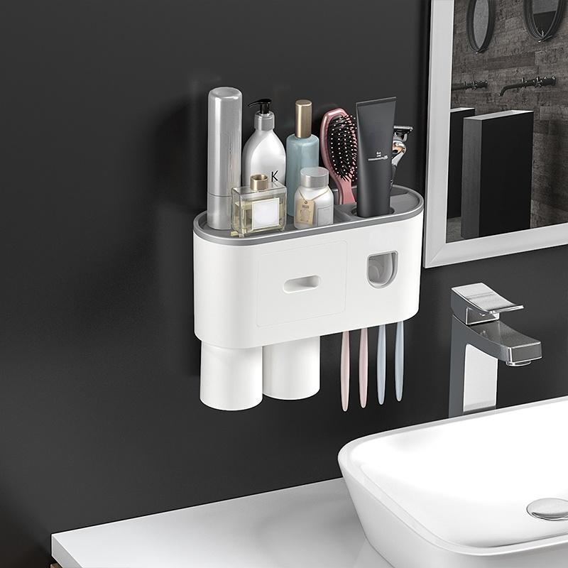 Badezimmer Adsorption Inverted Zahnbürstenhalter Wand Automatische Zahnpasta Squeezer Lagerregal Badezimmer Zubehör