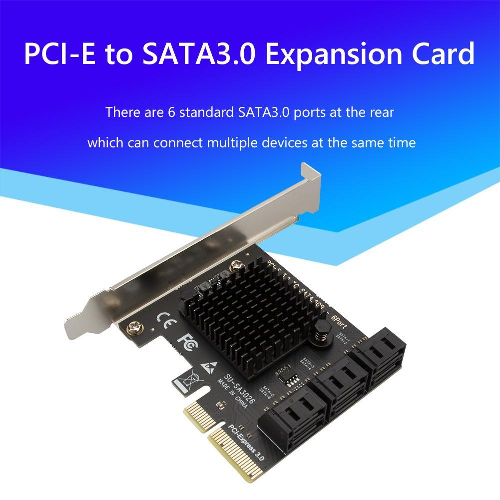 6 Port SATA III To PCIe PCI Express 3.0 X4 6Gbps Expansion Card Adapter for HDD