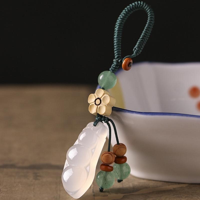 Exquisite Chalcedony Lucky Bean Pendant Symbolizing Fortune And Happiness With Unique Four Season Bean Designs