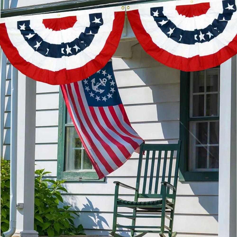 Independence Day Decoration Outdoor Garden Decoration Fence Fence Pendant Fan Flag Hanging Happy Easter Banner Sign Wall Banner