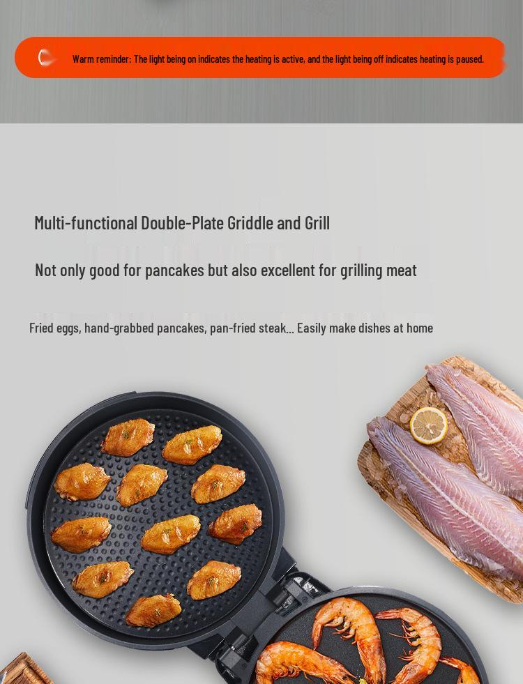 40CM Large Electric Griddle: Double-Sided Non-Stick Crepe & Pancake Pan for Home or Commercial Use