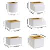 Home Accessory Japanese Style Tissue Box Multi-Function Plastic Paper Box Washable Wooden Cover Tissue Holder Desktop