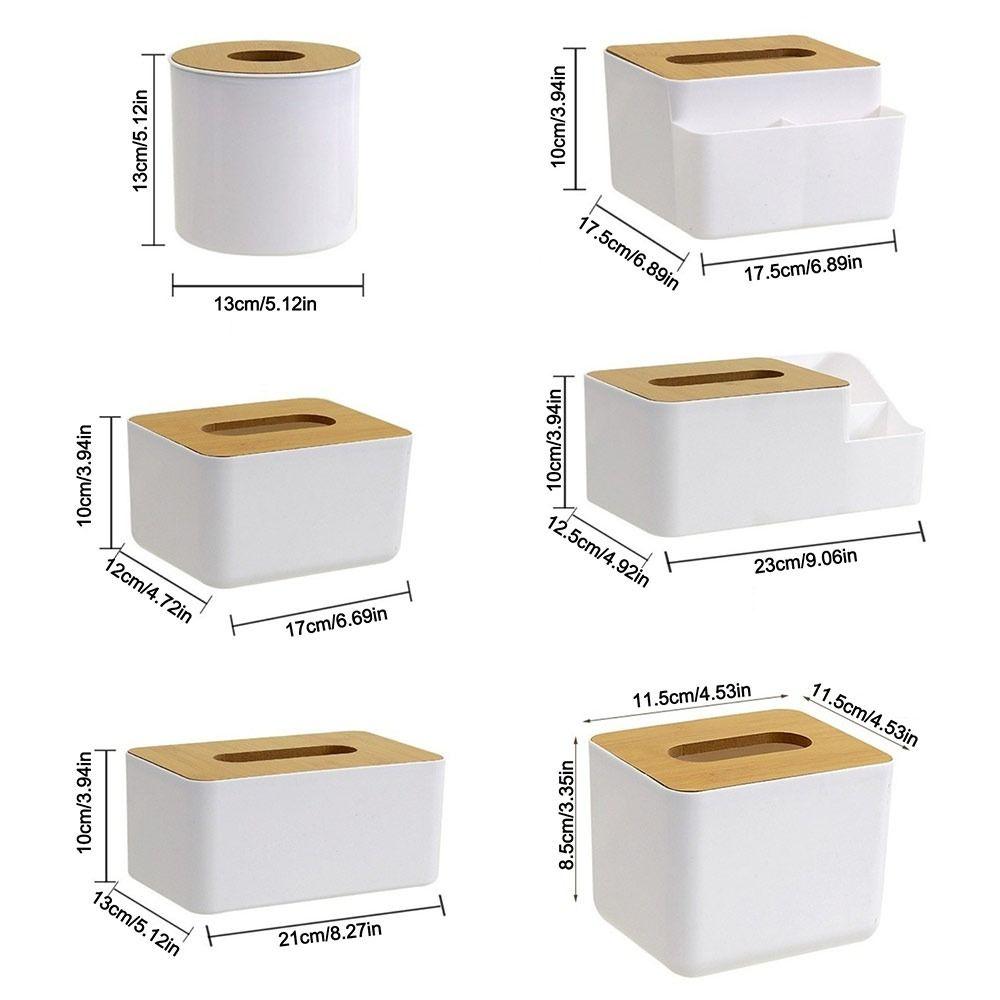 Home Accessory Japanese Style Tissue Box Multi-Function Plastic Paper Box Washable Wooden Cover Tissue Holder Desktop