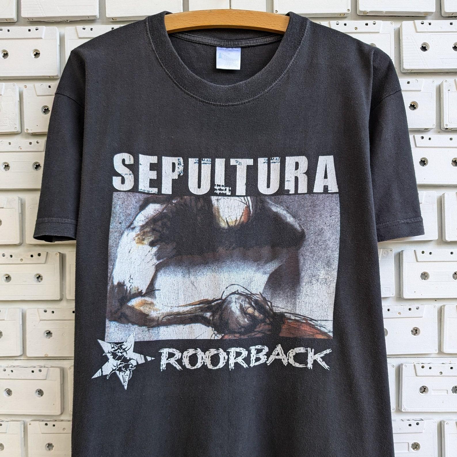 Vintage 00s Sepultura T shirt Roorback Album Promo Brazilian Heavy Groove Trash Death Metal Band Bootleg Merch Tee Size M L