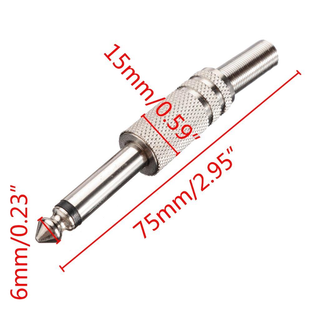Headphone Plug 1/4" Mono Jack Adapter Soldering Audio Connector 6.35mm Male Jack 6.35mm Audio Plug
