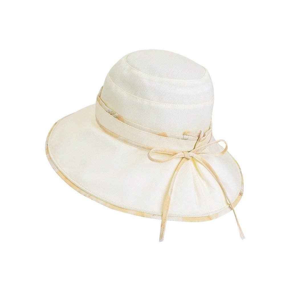 Bowknot Decor Fisherman Hat Lace-up Design Sunshade Hat New Girls Basin Caps  Beach Activities
