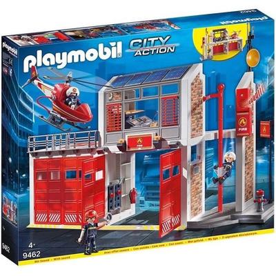 PLAYMOBIL 9462 Fire Station with Helicopter, City Action, Mixed, For Children from 4 Years Old