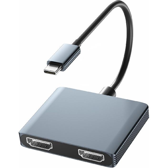 USB C to Dual HDMI Adapter 4K,Docking Station Dual Monitor, Type C to HDMI Splitter Extended Display, Laptop Docking Stations Connect Two Monitor,