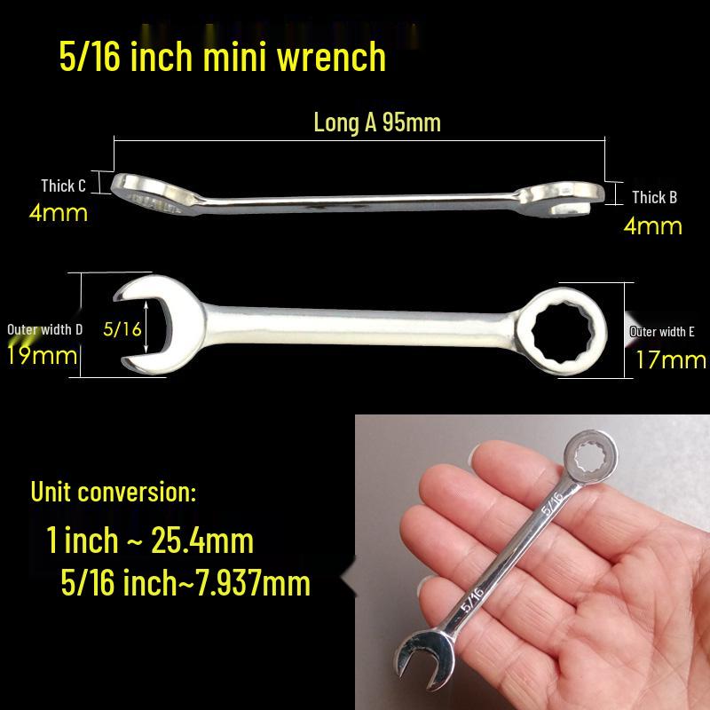 Mini Metric & Imperial Wrench Set 4-11mm Box/Open End