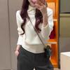 Women's Faux Mink Fur Knit Sweater: Soft, Fluffy Long Sleeve Lapel Pullover with Waist-cinching, Perfect for Autumn and Winter Commutes.