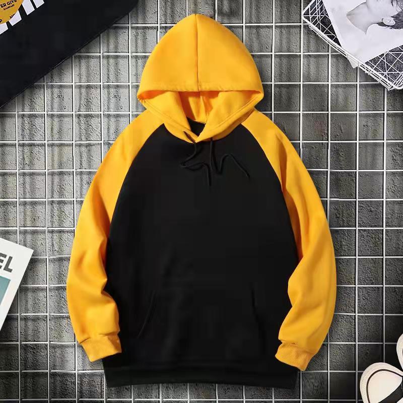Women's Color Stitching Hooded Sweatshirt Unisex Long Sleeve Pullover Casual All-match Hoodies for Autumn Winter