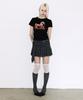 Fancy Club Check Pleated Wrap Skirt (Charcoal) F26Qd159