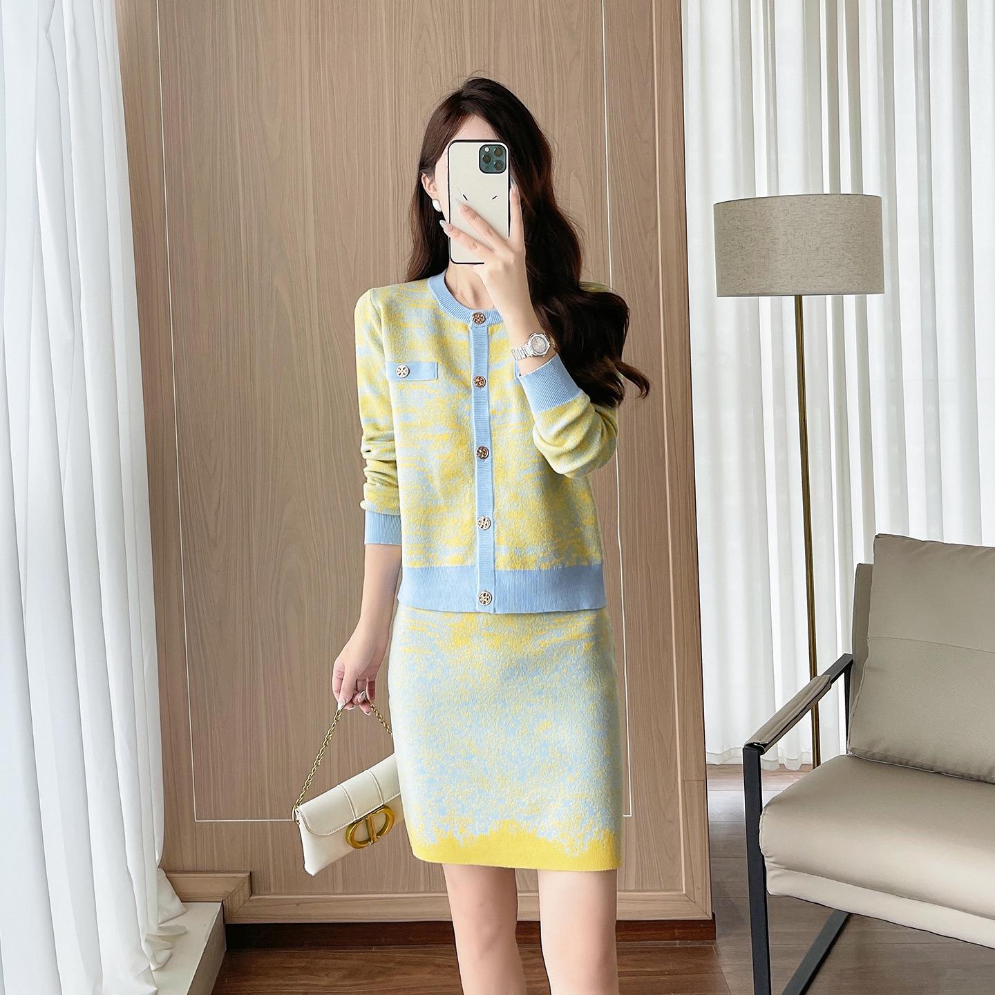 

Женский вязаный кардиган и юбка миди от Thirteenth Street, одежда высокой моды для осени/зимы. M