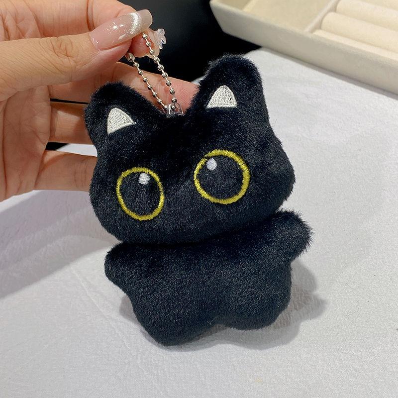 Schwarze Katze Puppe Anhänger Schlüsselanhänger Niedliche Pilot Kleine Schwarze Katze Hängend Rucksack Schlüsselanhänger Kreativer Katzen Plüsch Schlüsselanhänger Geschenk für Handy