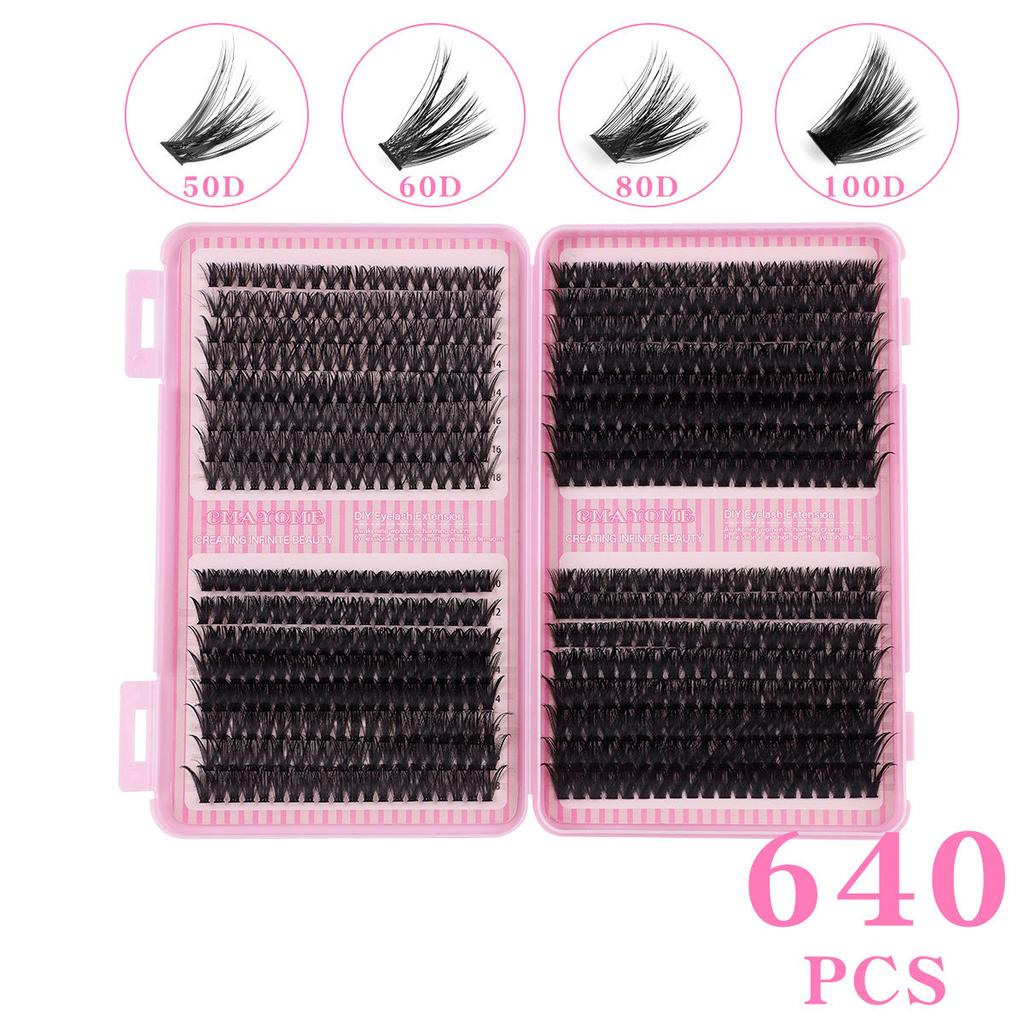 640 Tufts Of Natural Thick Single Tufts Of False Eyelashes Daily 10-18Mmdiy Segmented D Curl Hair