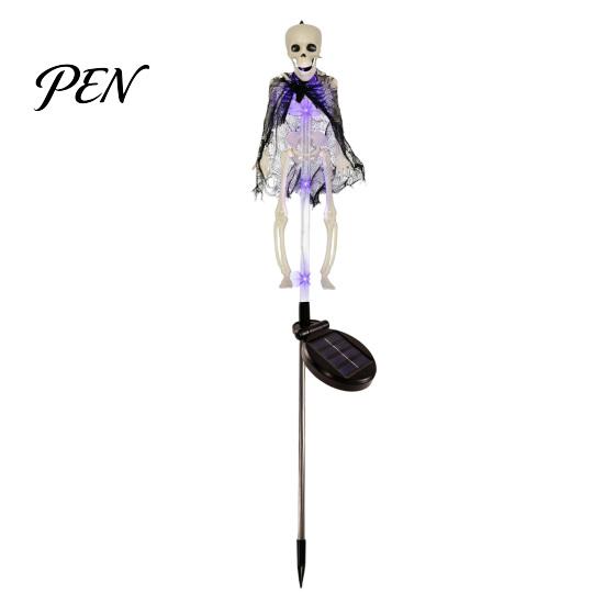 PVC Realistic Bat Statues Solar Halloween Garden Lights, Skeleton Pathway Decor, Waterproof LED Haunted House Decor Spooky Stake Light for Outdoor