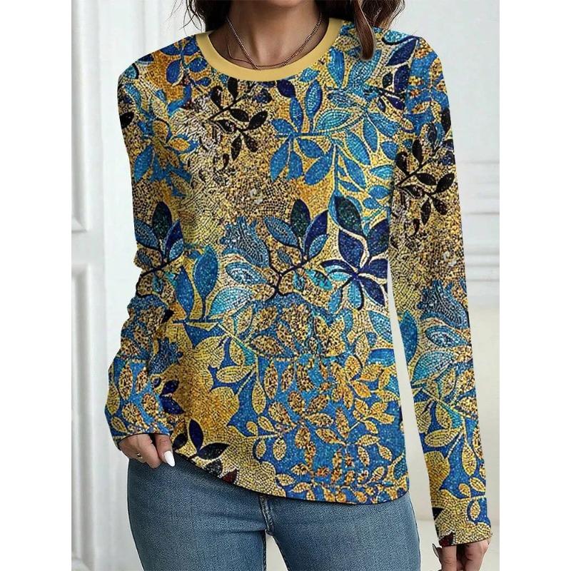 Summer Women's 3D Printed Long Sleeve T-Shirt Fashion Versatile Breathable Trend Casual