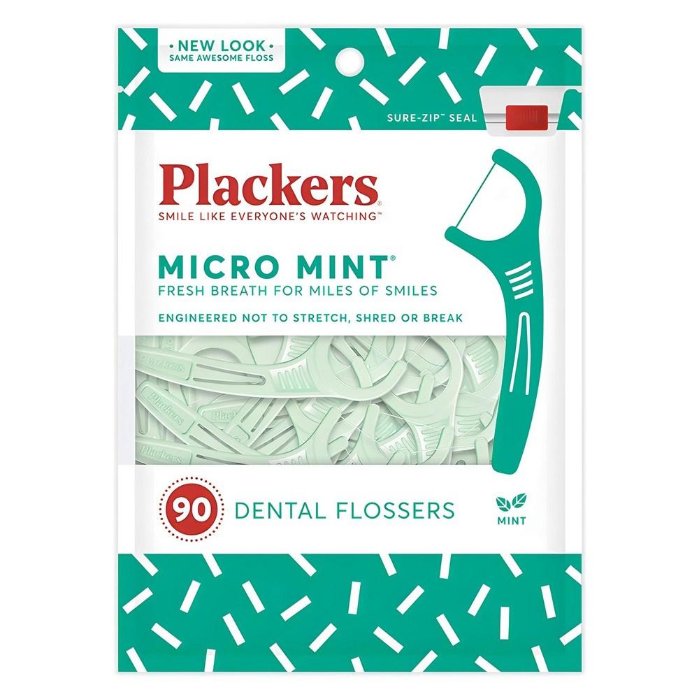 Plackers, Micro Mint for molars, dental floss, mint, 90 pieces