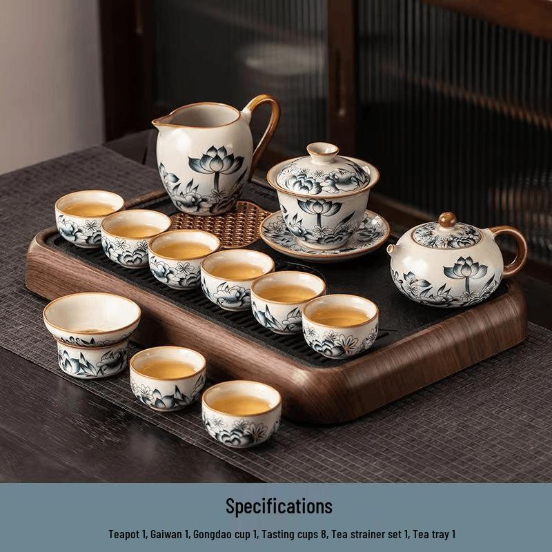 Chaxun Ru Kiln Lotus Kung Fu Ceramic Tea Set
