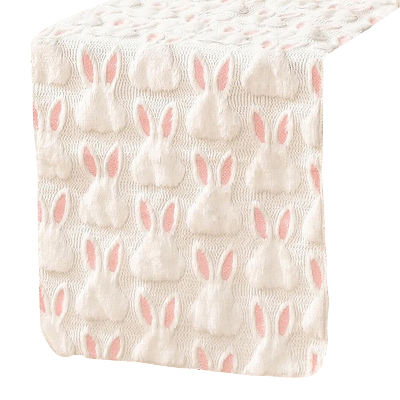 

Winter Table Runner Rabbit Pattern Soft Seasonal Autumn Kitchen Dining Table Runner Table Decoration for Home Party Decor