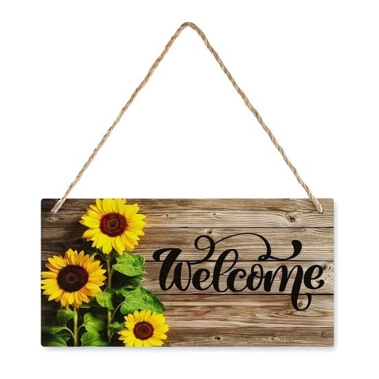 Wooden Welcome Sign, Sunflowers Decor, Waterproof And Durable Hanging Welcome Sign, for Home Indoor Outdoor Entrance Walls And Garden