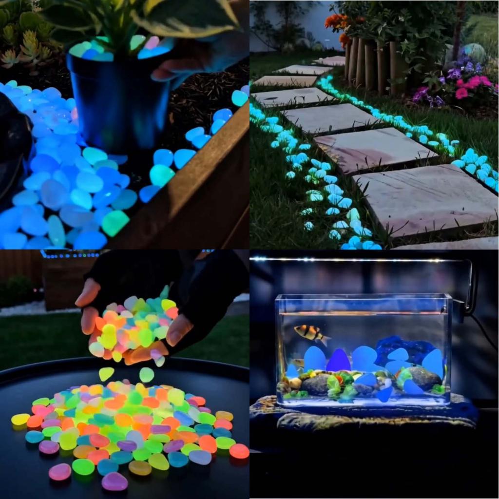 600-Piece Night Guide Colorful Garden — -in-the-Dark Pebbles, -Colored For Outdoor Decoration