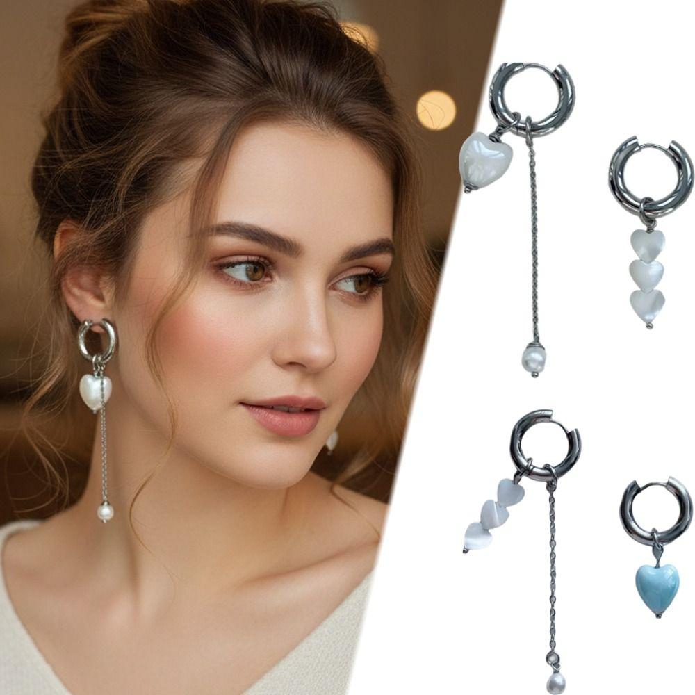 Asymmetrical Design Heart-Shaped Earrings Stereo Shape Stereo Earrings  For Women